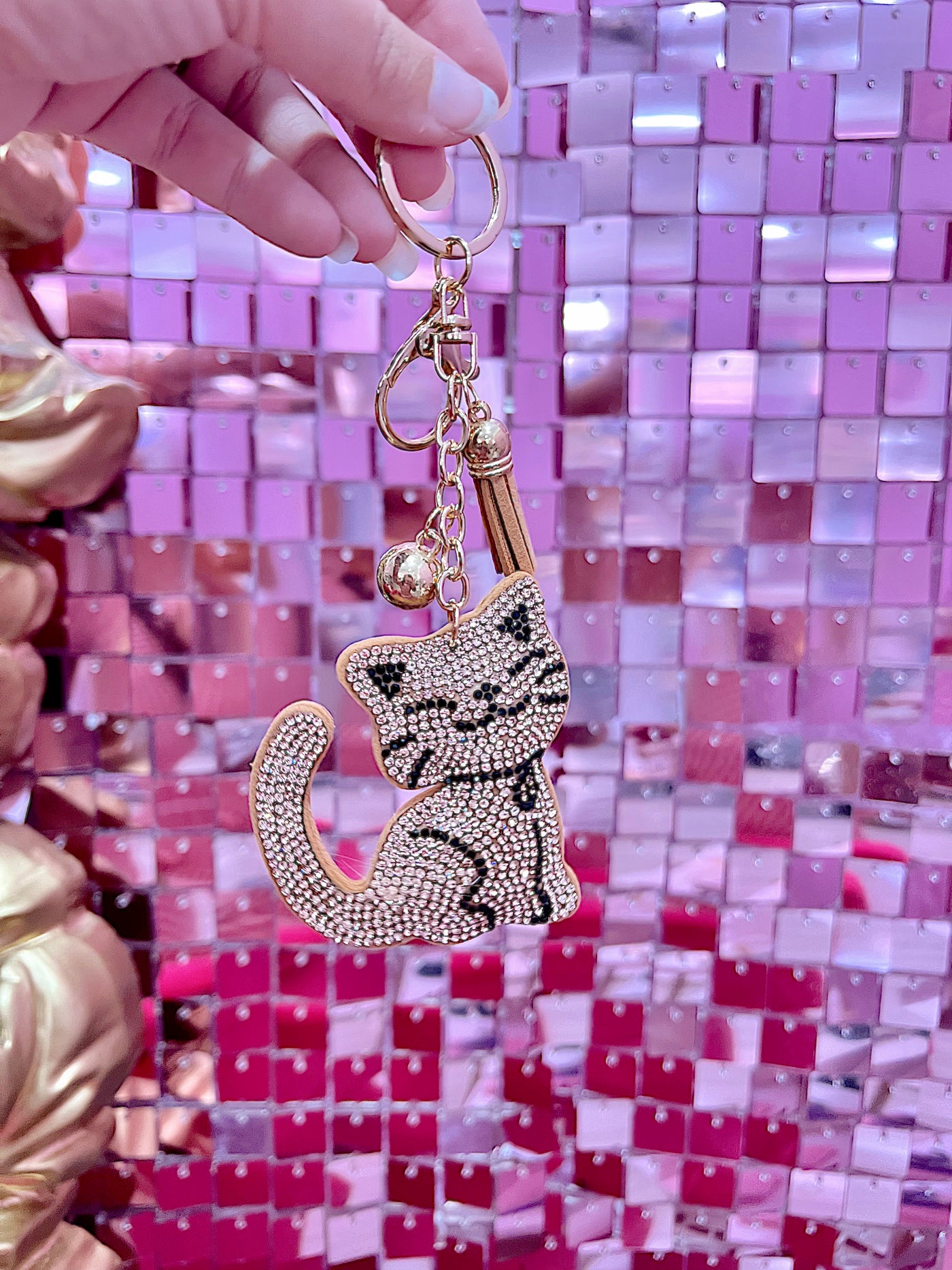 Cat Bedazzled Keychain