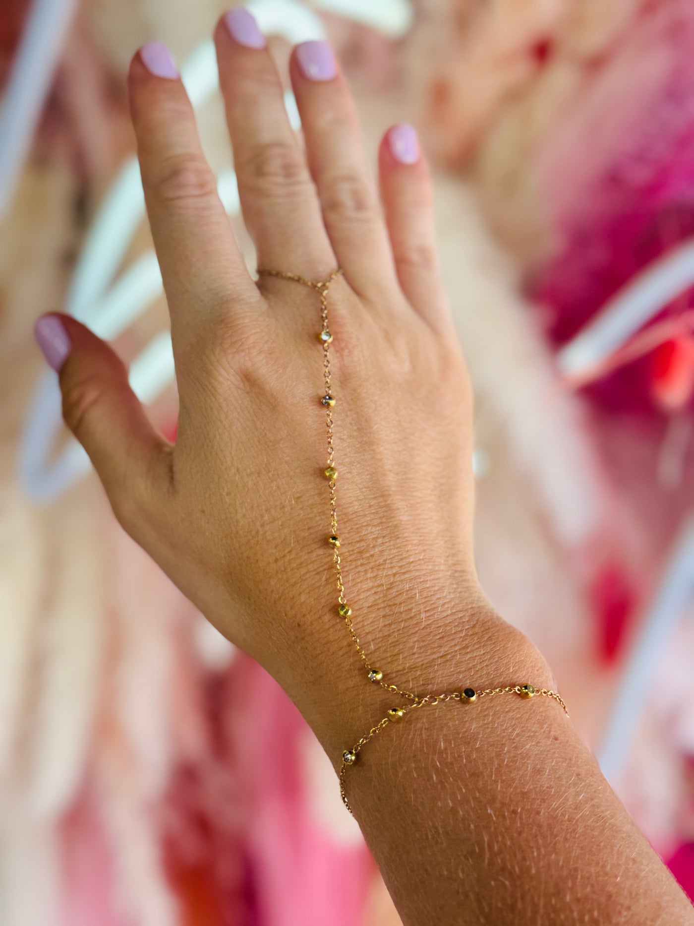 Diamond Hand Chain Ring
