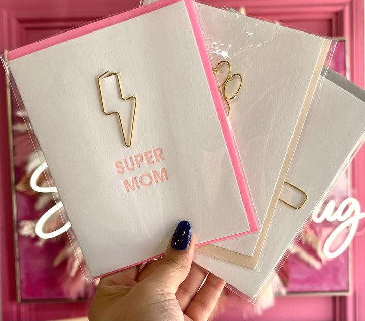 Super Mom - Lightning Bolt Paper Clip Card - Mother's Day