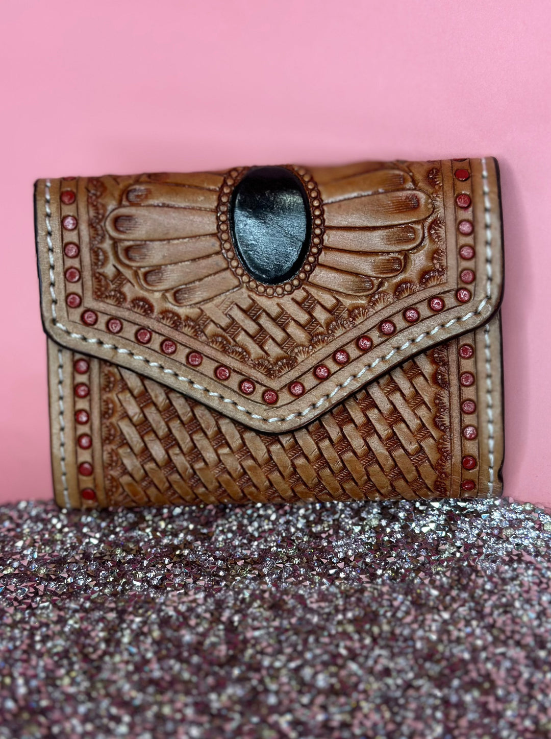 Tooled Basket Weave Wallet