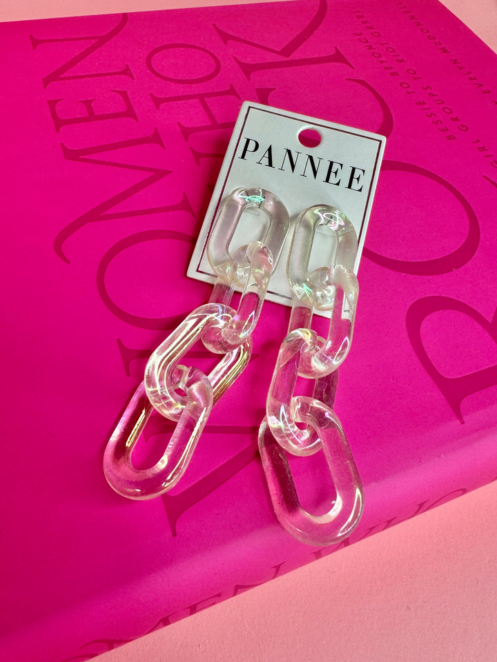 Clear As You Come Link Earrings