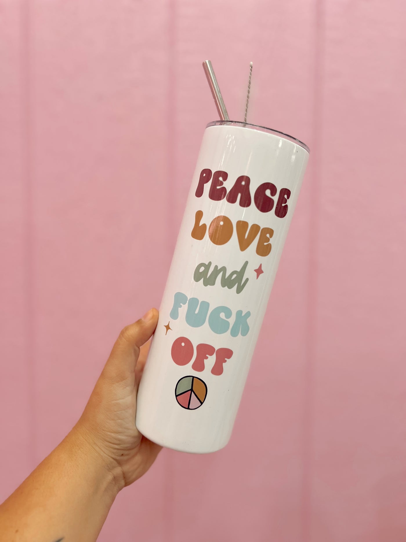 Peace Love And Fuck Off Travel Cup
