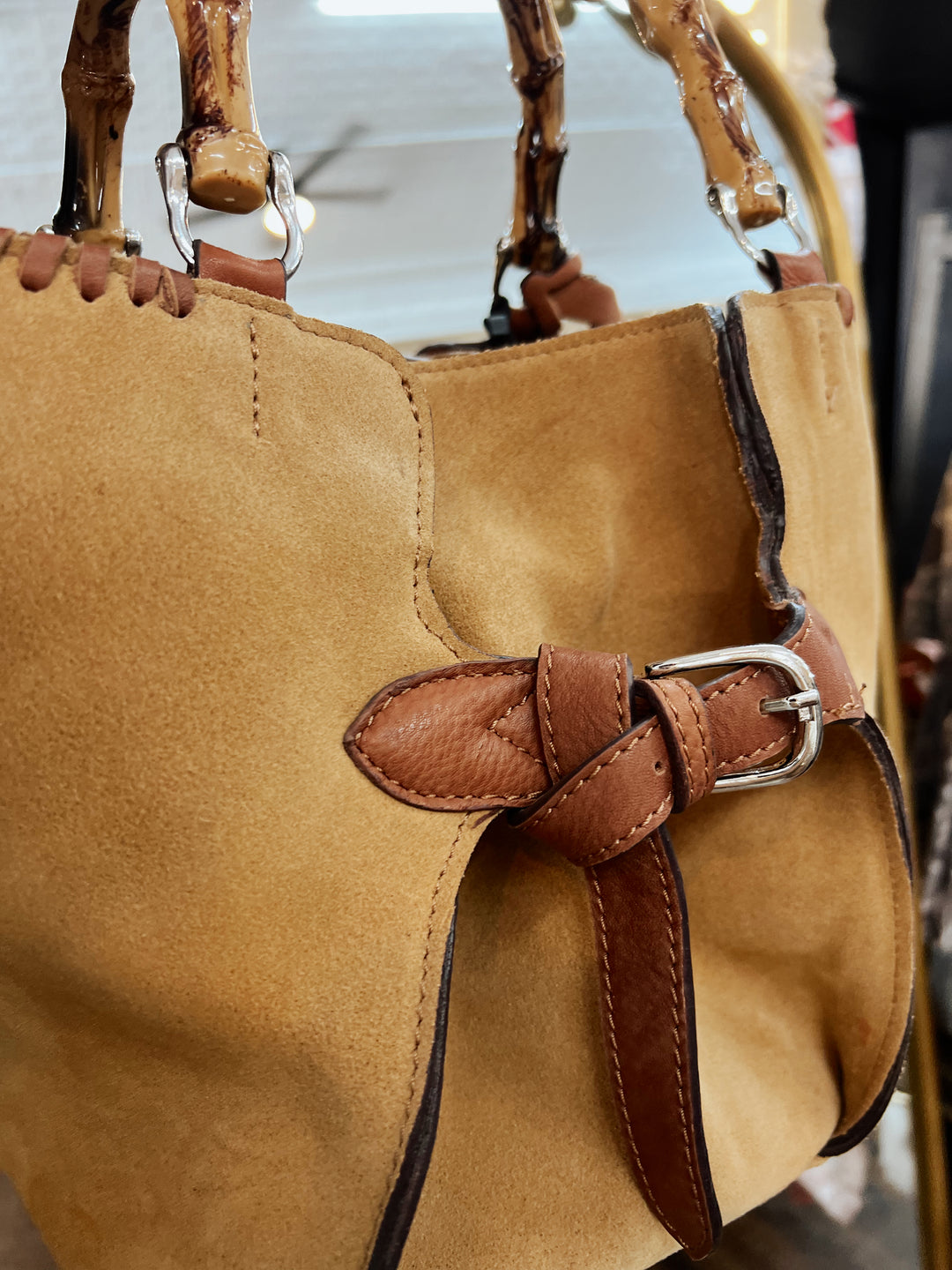 Boho Belle Leather Bamboo Bag