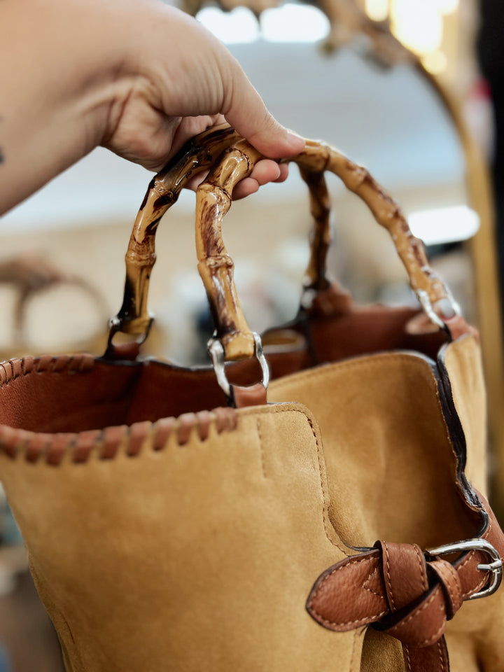 Boho Belle Leather Bamboo Bag