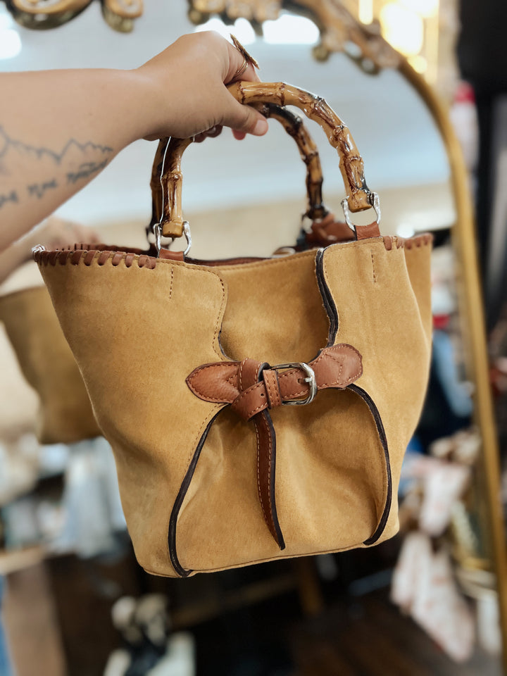 Boho Belle Leather Bamboo Bag