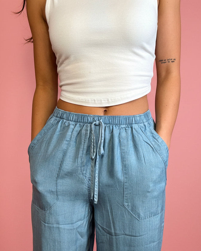 Chambray Belle Drawstring Pants