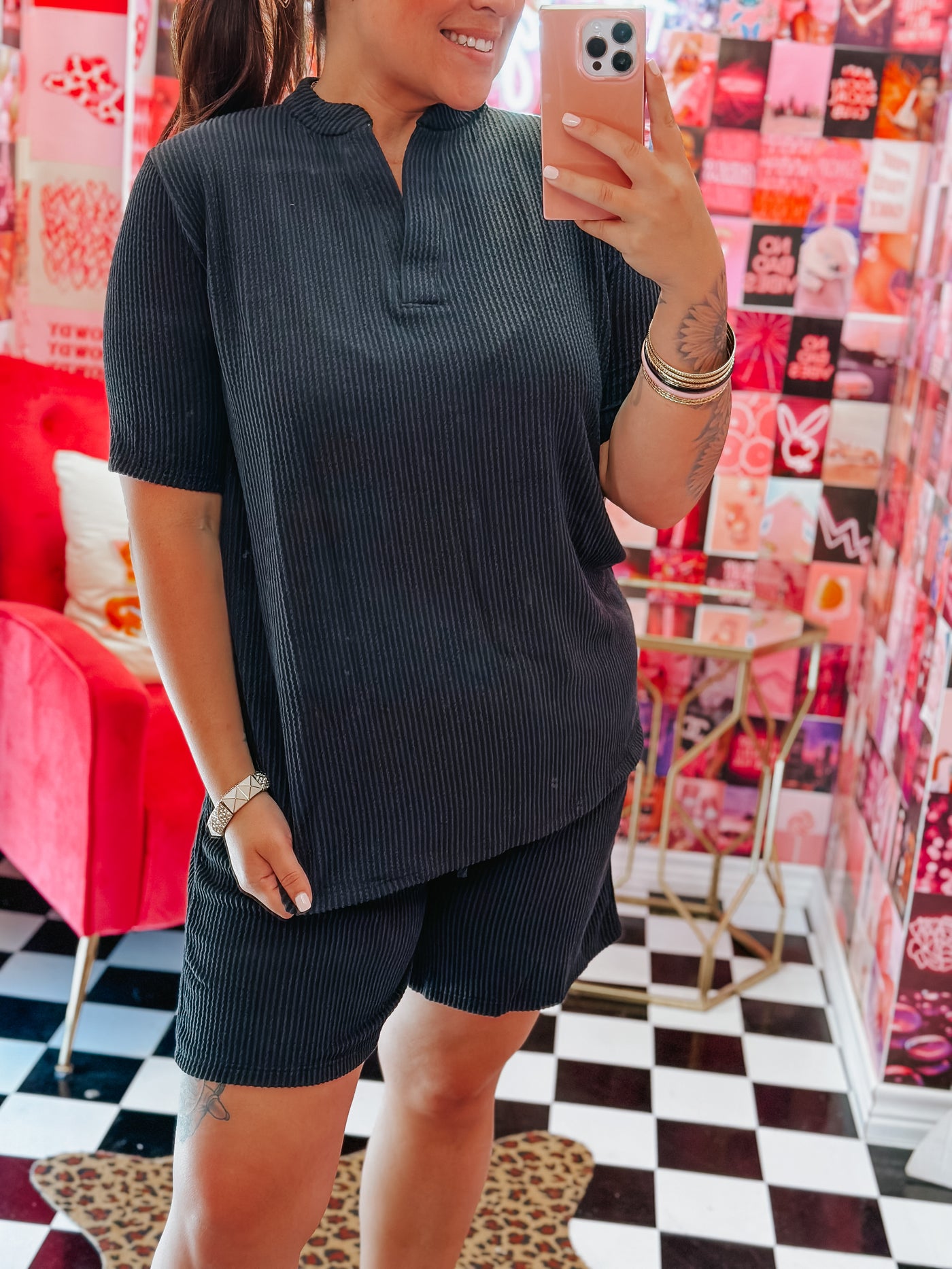 The Stacey Ribbed V Neck Top