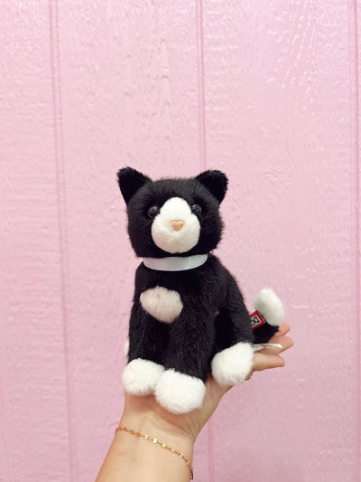 Mini Black & White Cat Stuffed Animal