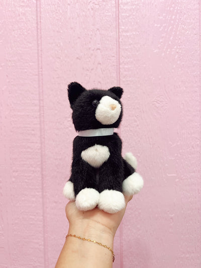 Mini Black & White Cat Stuffed Animal