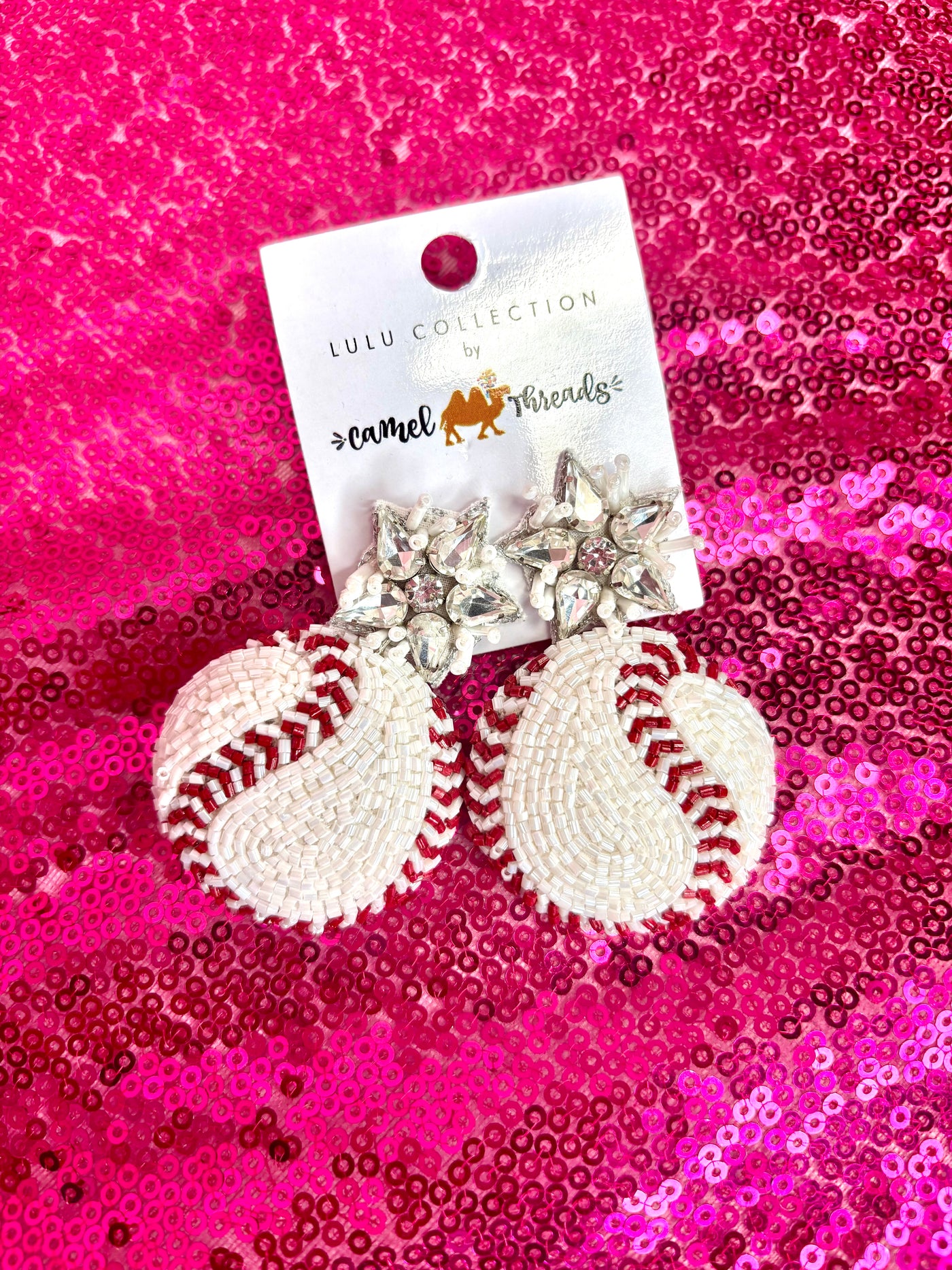 Glitzy Baseball Earrings