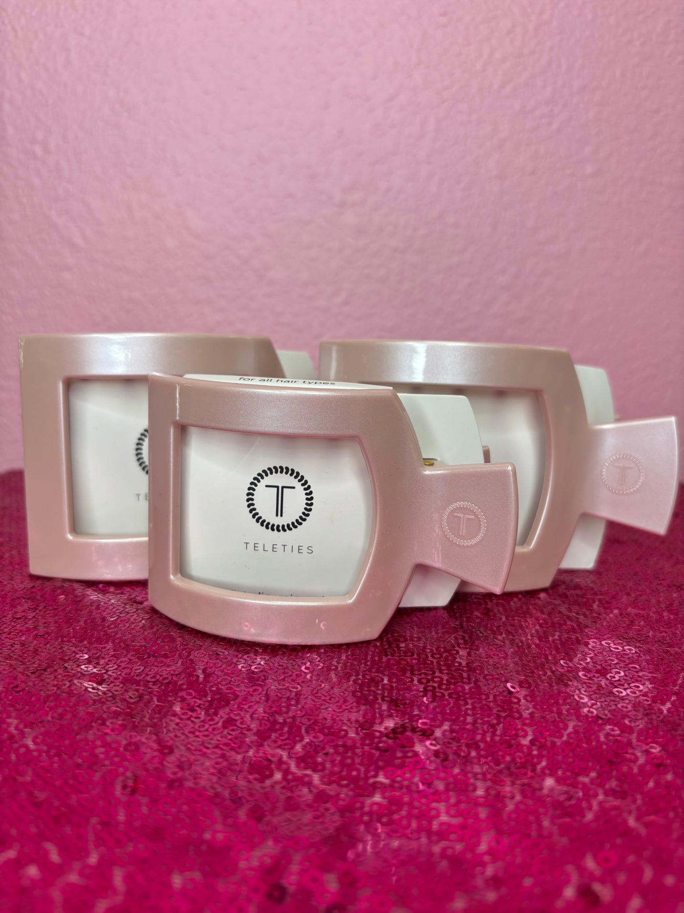 Pearly Pink Flat Square Hair Clip