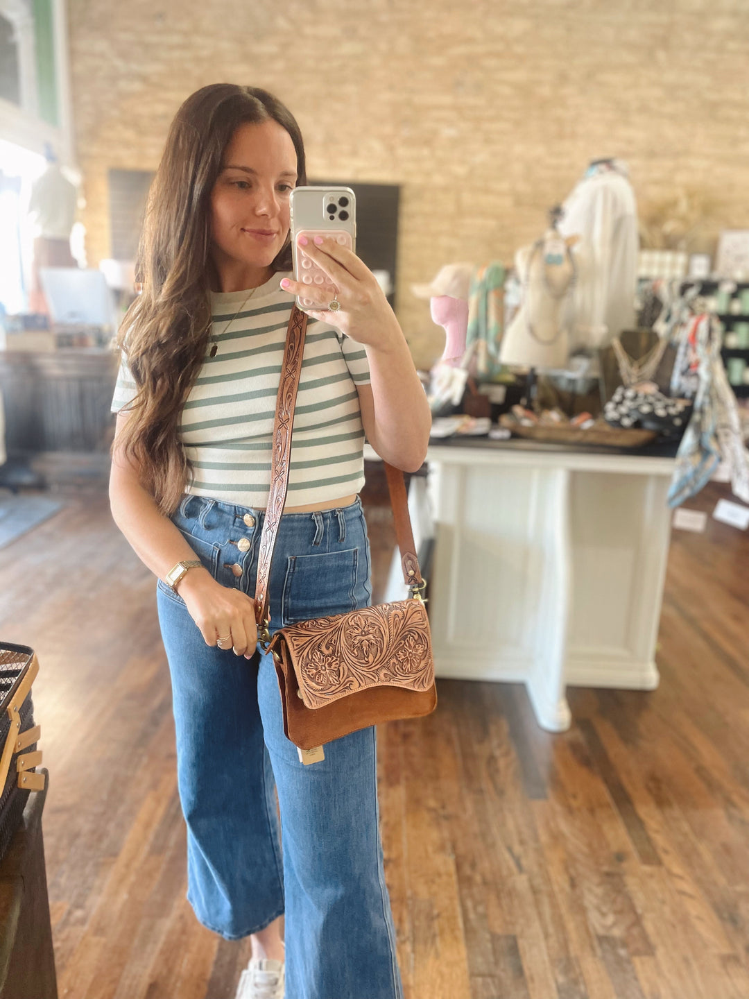 The Olivia Tooled Saddle Purse