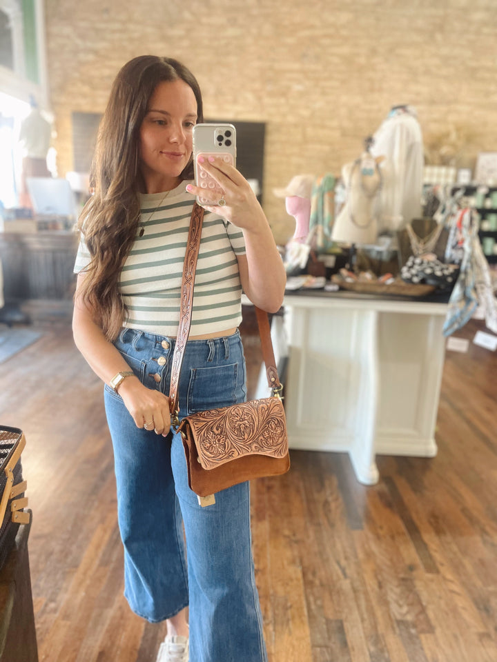 The Olivia Tooled Saddle Purse