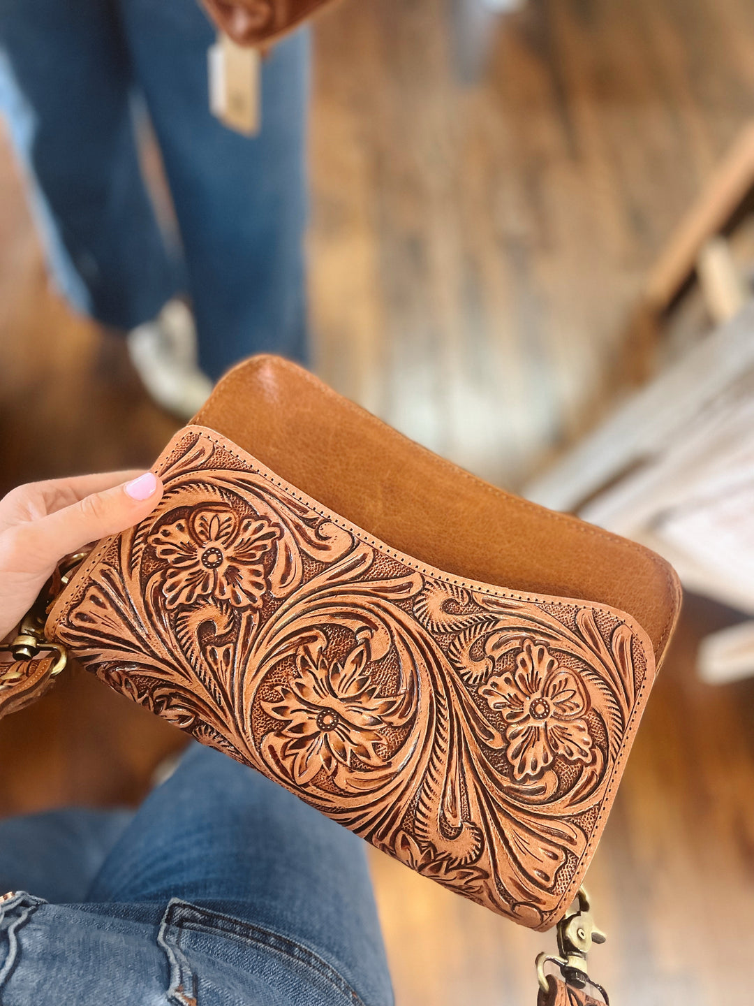 The Olivia Tooled Saddle Purse