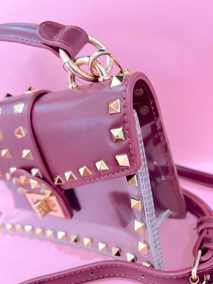 Make A Statement Burgundy Clear Purse