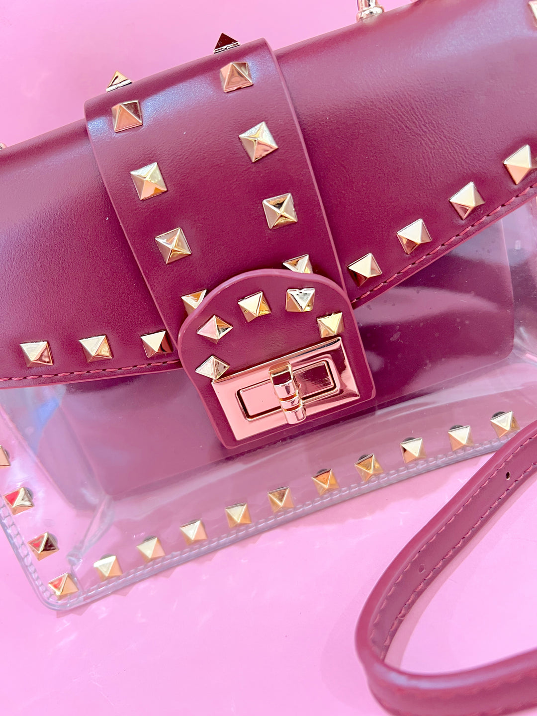 Make A Statement Burgundy Clear Purse