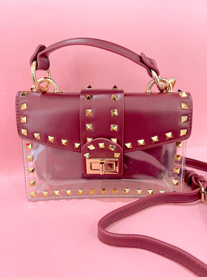 Make A Statement Burgundy Clear Purse