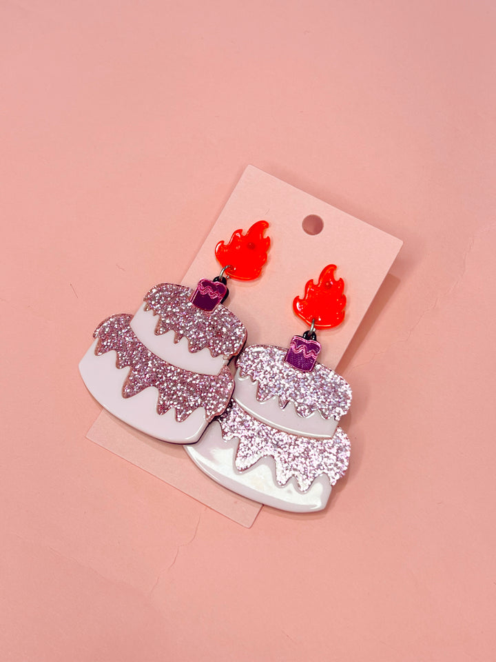 Lit Cake Acrylic Earring