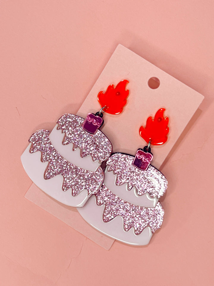 Lit Cake Acrylic Earring