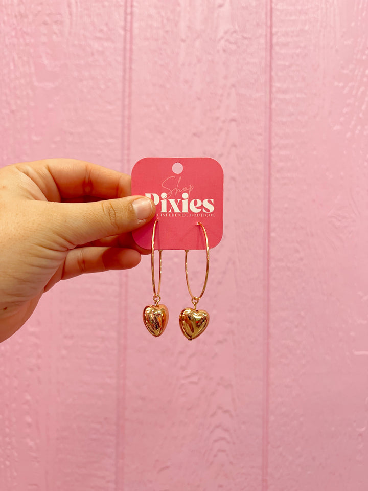 She's In Love Heart Hoops