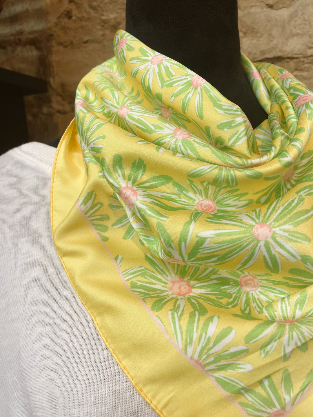Retro Yellow Print Silky Bandana