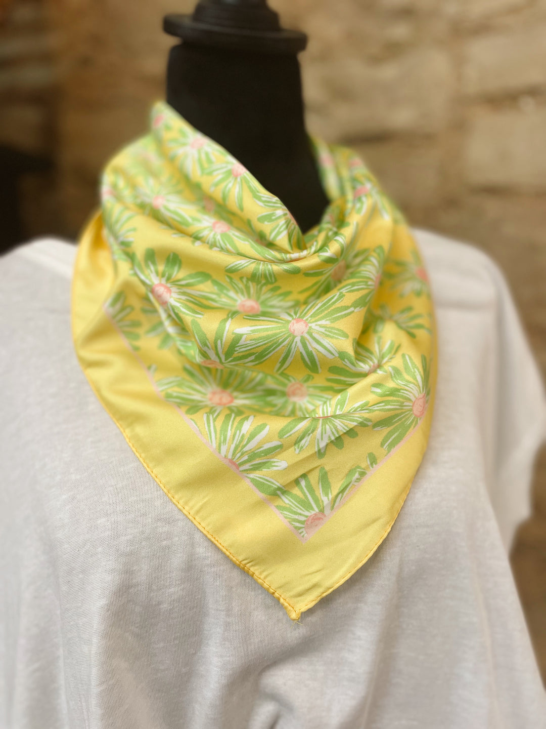 Retro Yellow Print Silky Bandana