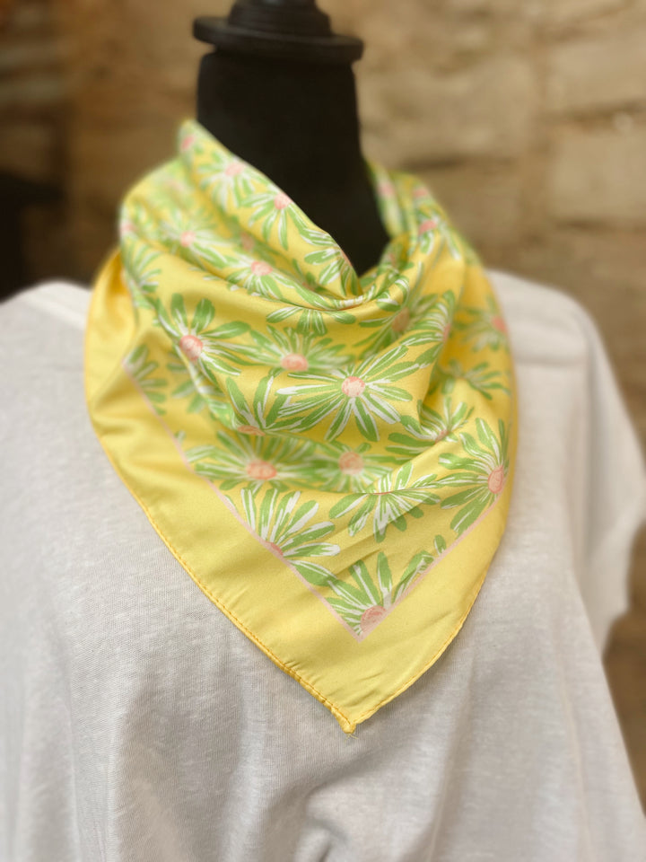 Retro Yellow Print Silky Bandana
