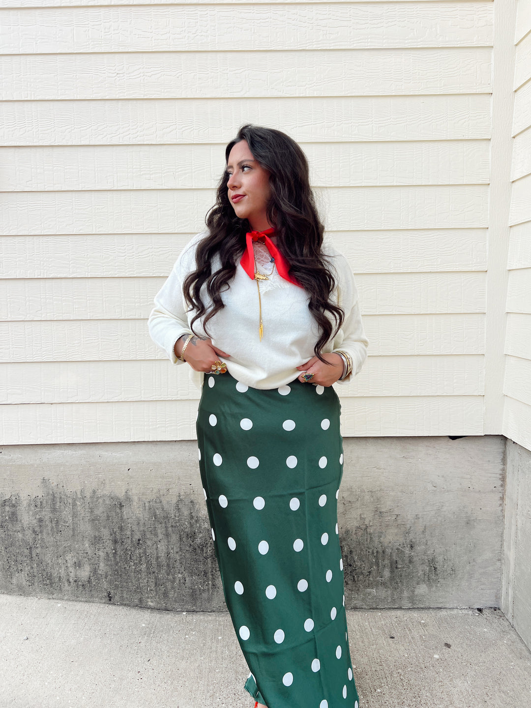 Emerald City Polka Dot Midi Skirt
