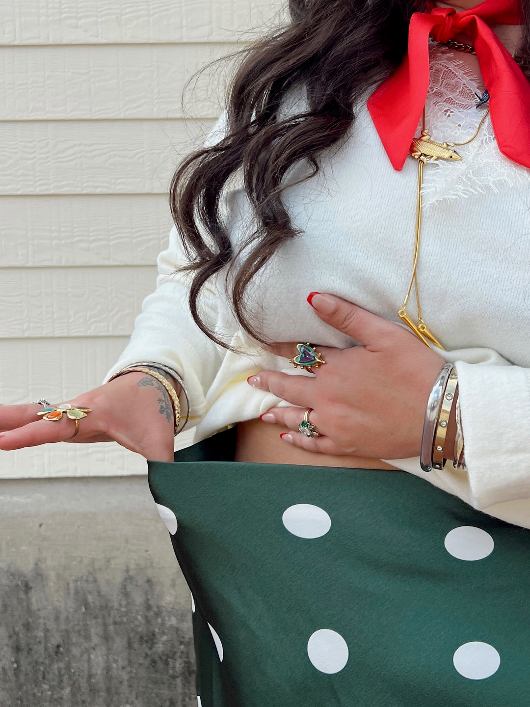 Emerald City Polka Dot Midi Skirt