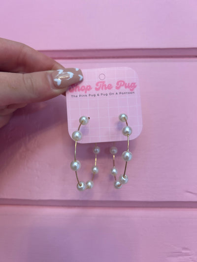 Dainty Pearl Hoops