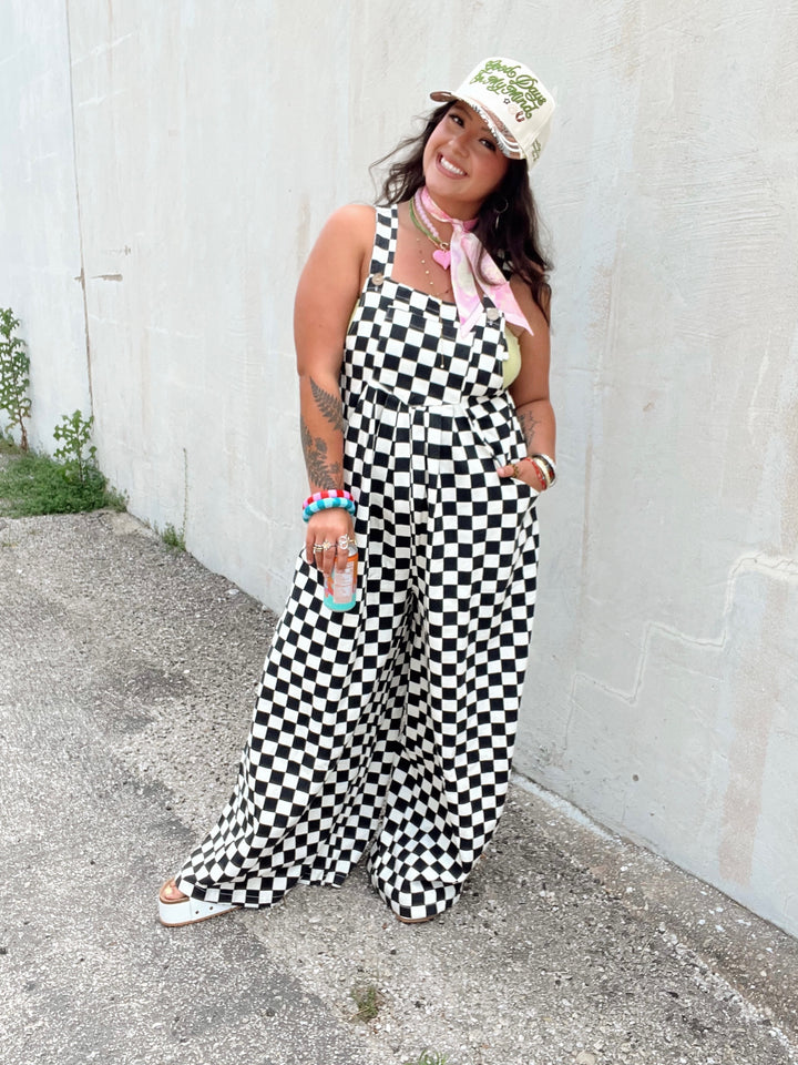 The Checkered Wide Leg Overalls
