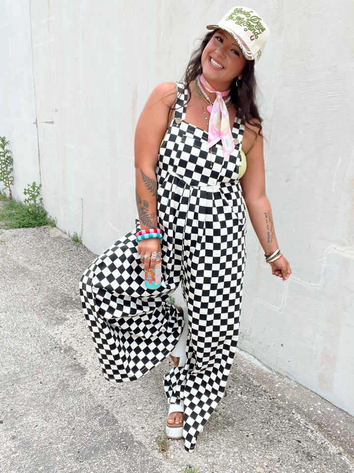 The Checkered Wide Leg Overalls