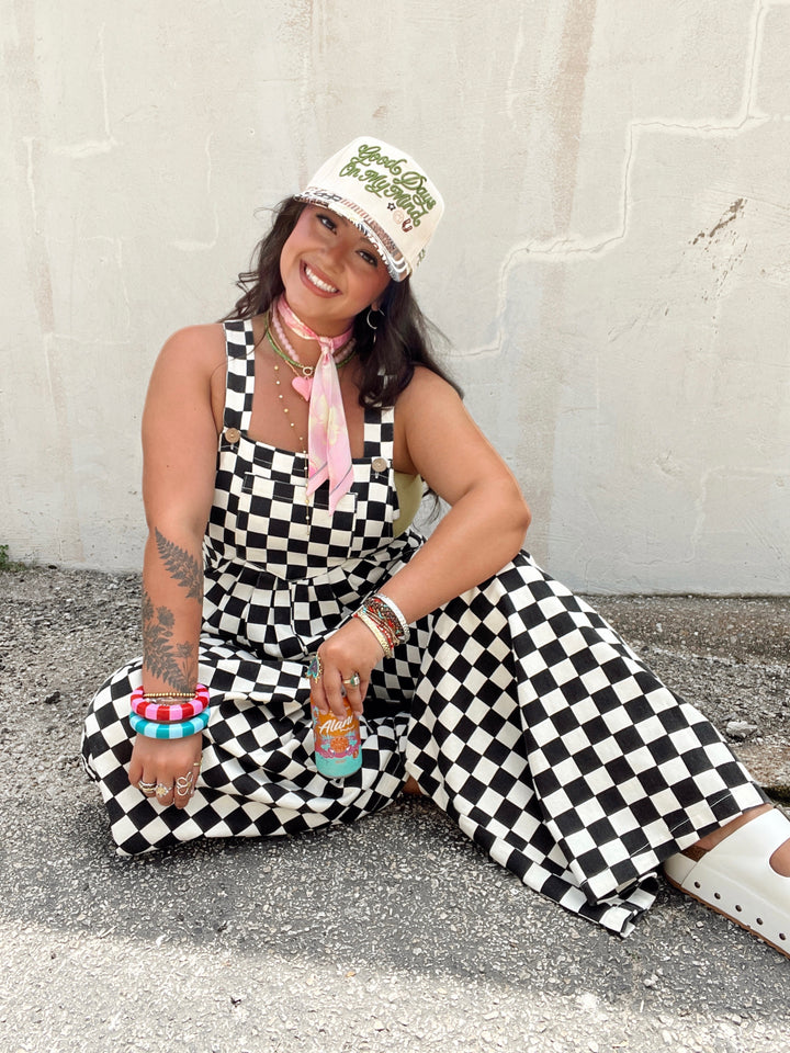 The Checkered Wide Leg Overalls
