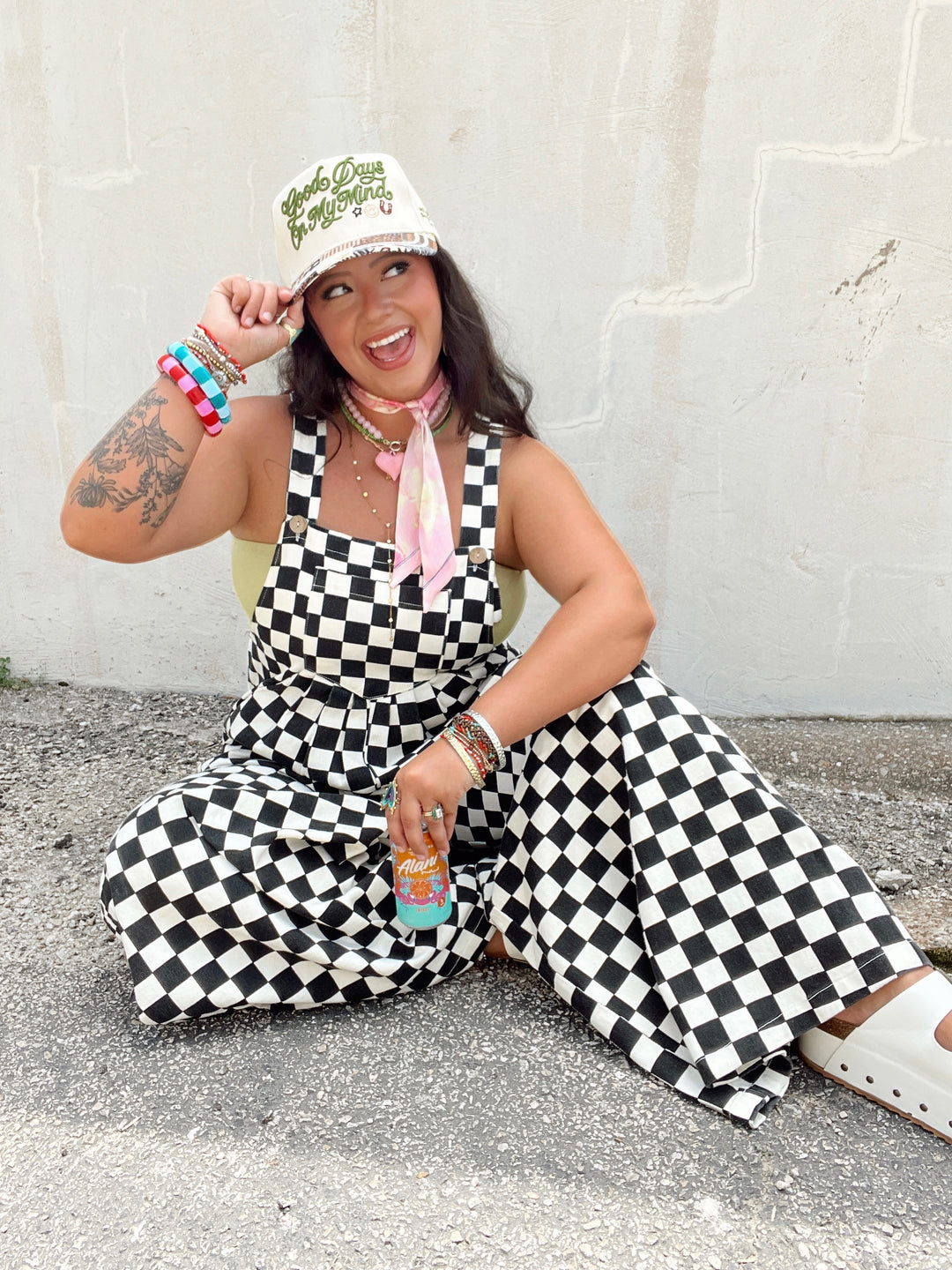 The Checkered Wide Leg Overalls