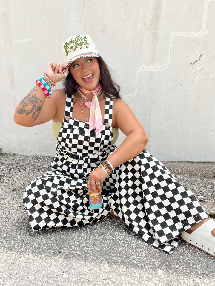 The Checkered Wide Leg Overalls