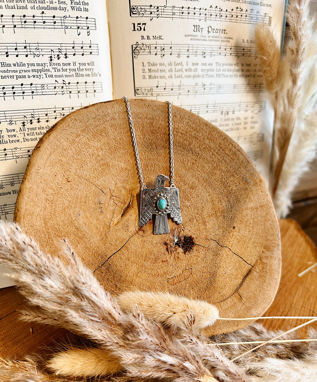 Kingman Turquoise Thunderbird Necklace #158