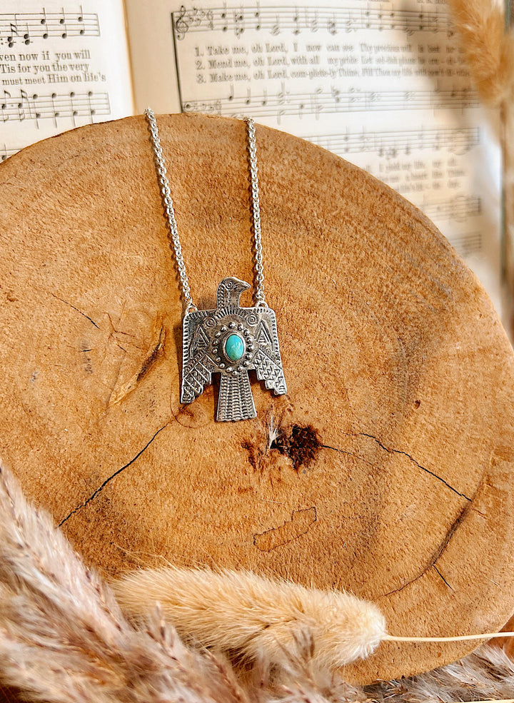Kingman Turquoise Thunderbird Necklace #158