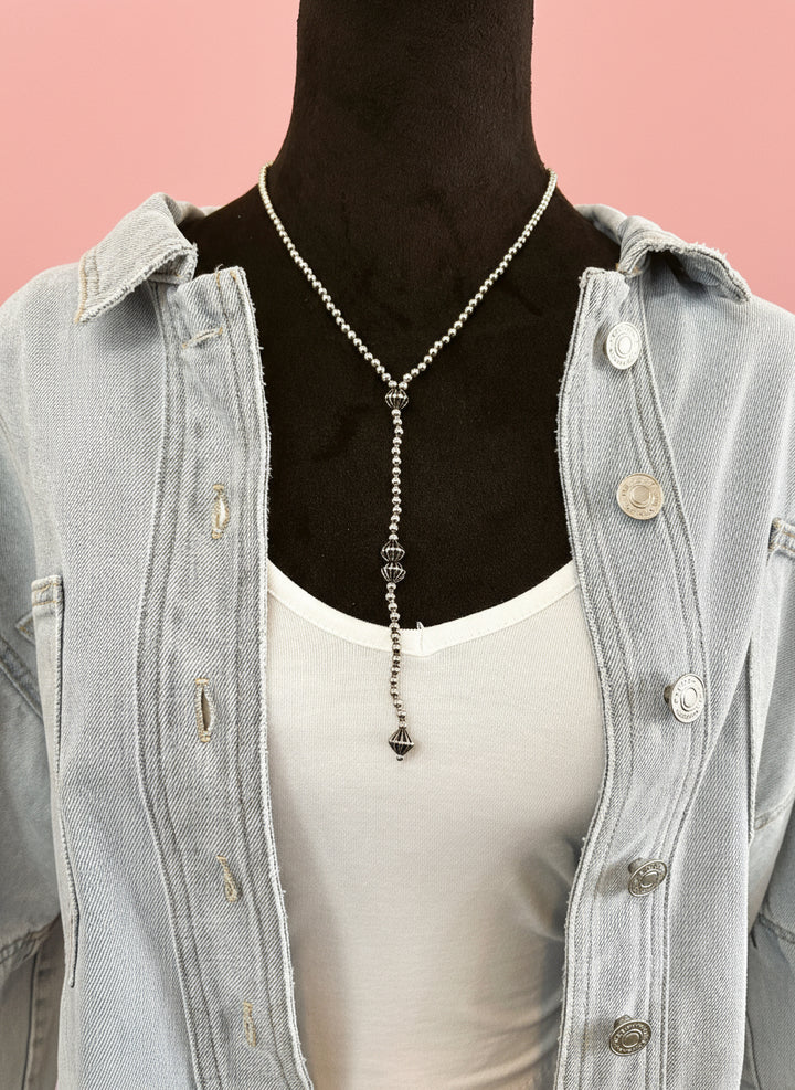 The Golden Beaded Y Necklace