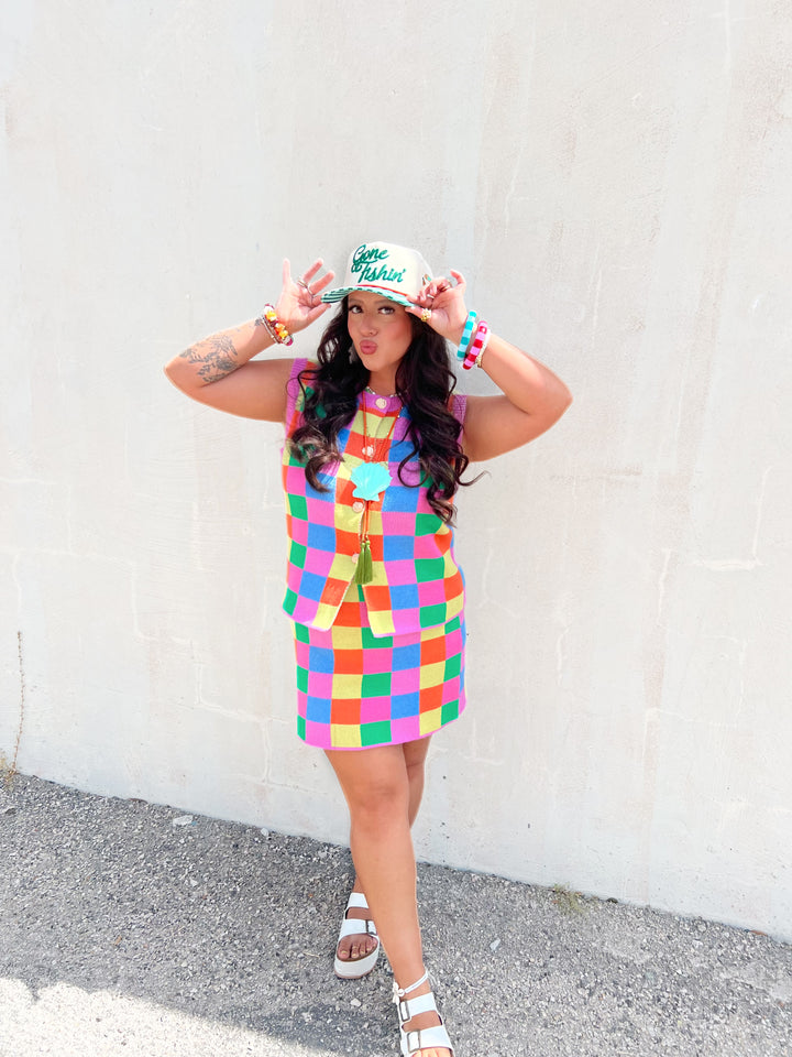 Check Me Out Cutie Checkered Skirt Set