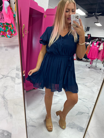 Pleats For Days Belted Dress