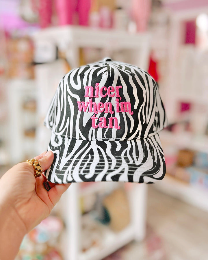 Nicer When I'm Tan Zebra Trucker Hat