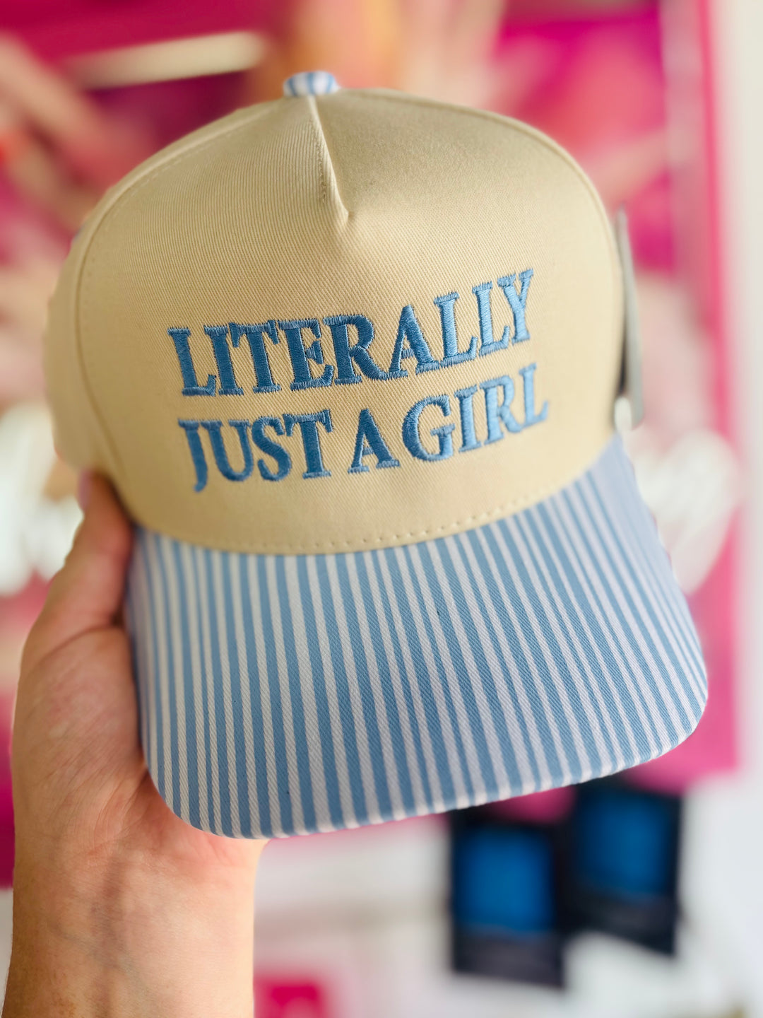 Just A Girl Striped Trucker