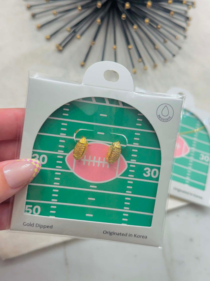 Friday Night Lights Gold Football Earrings