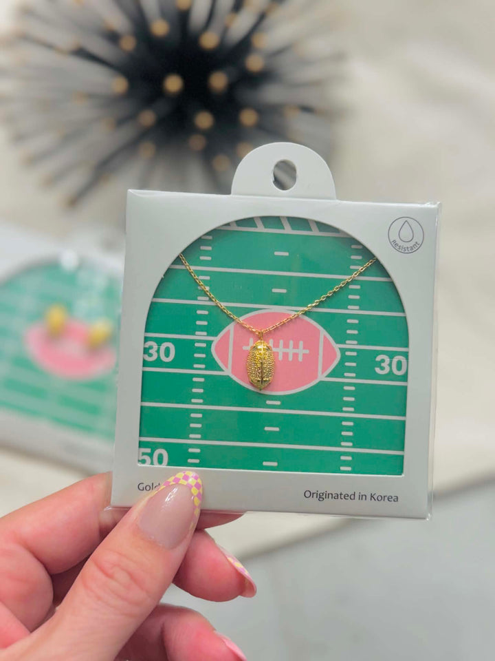 Friday Night Lights Gold Football Necklace