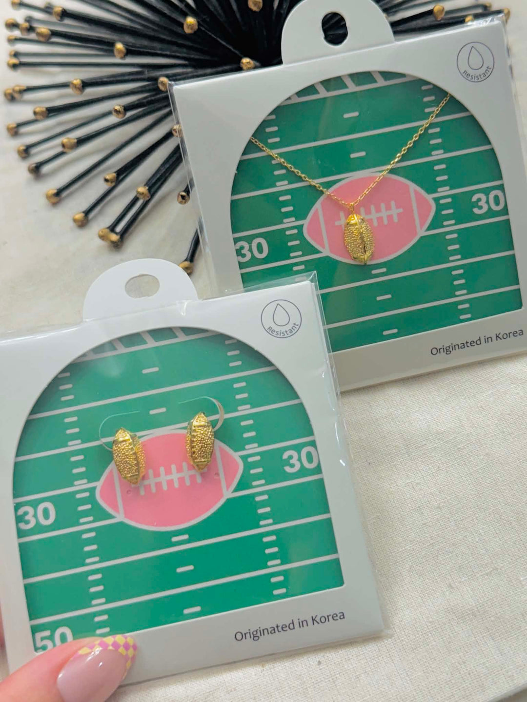 Friday Night Lights Gold Football Necklace