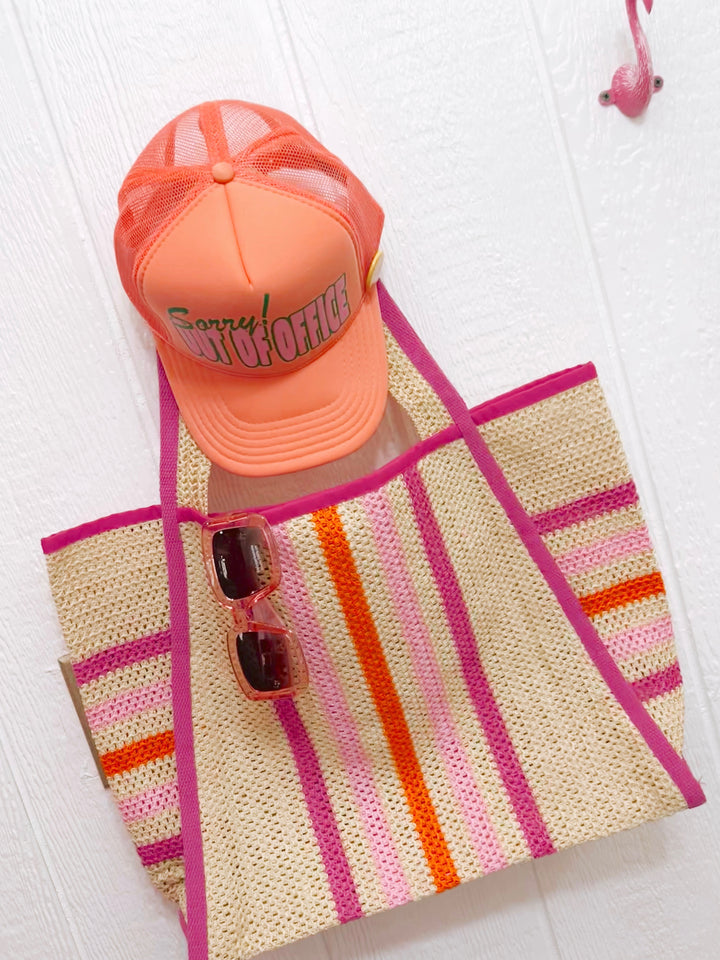Girlie Girl Pink Straw Bag
