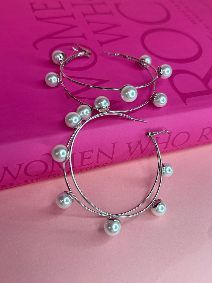Pearl Bead Hoop Earring