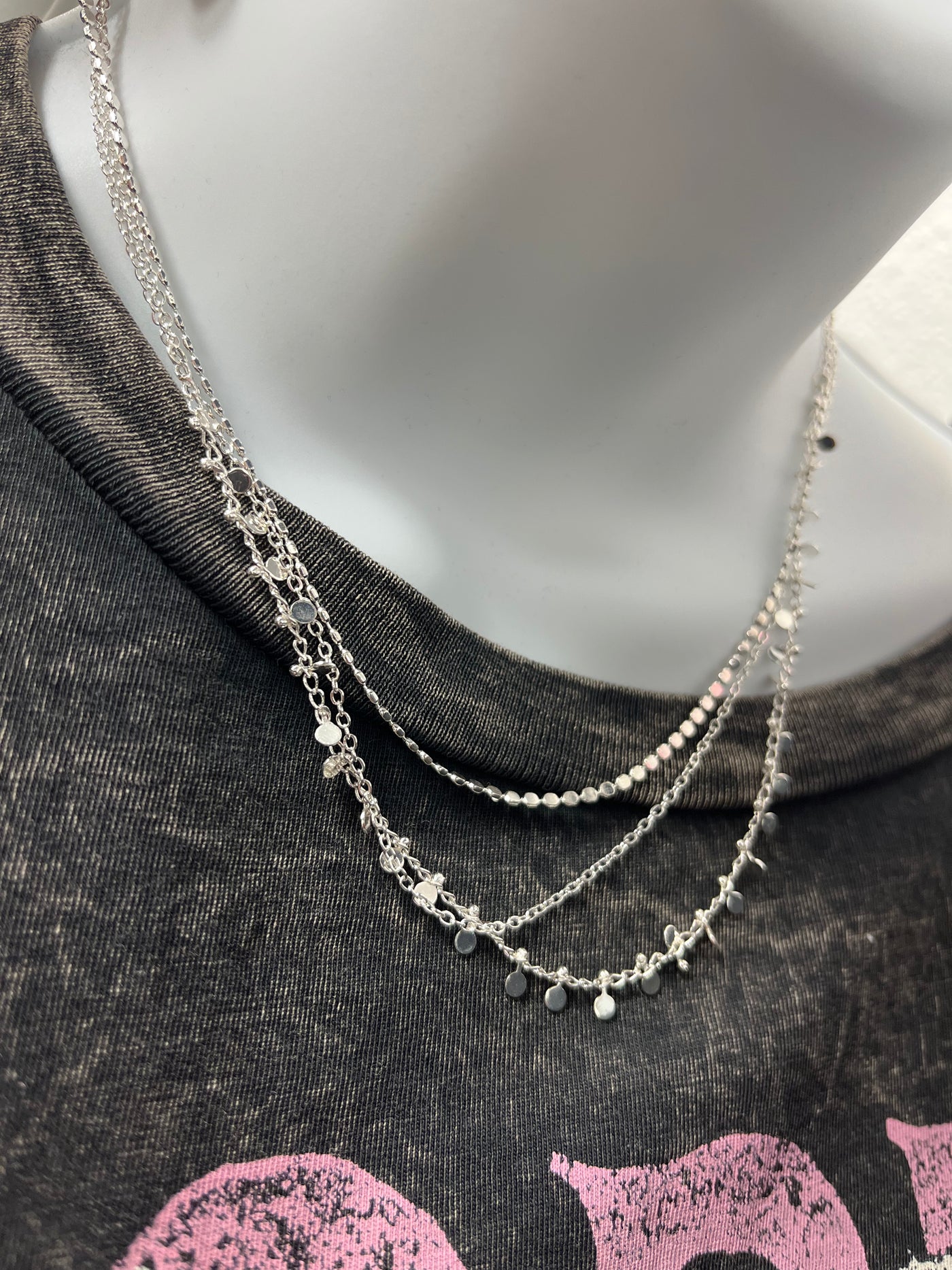 Dainty Layered Silver Necklace