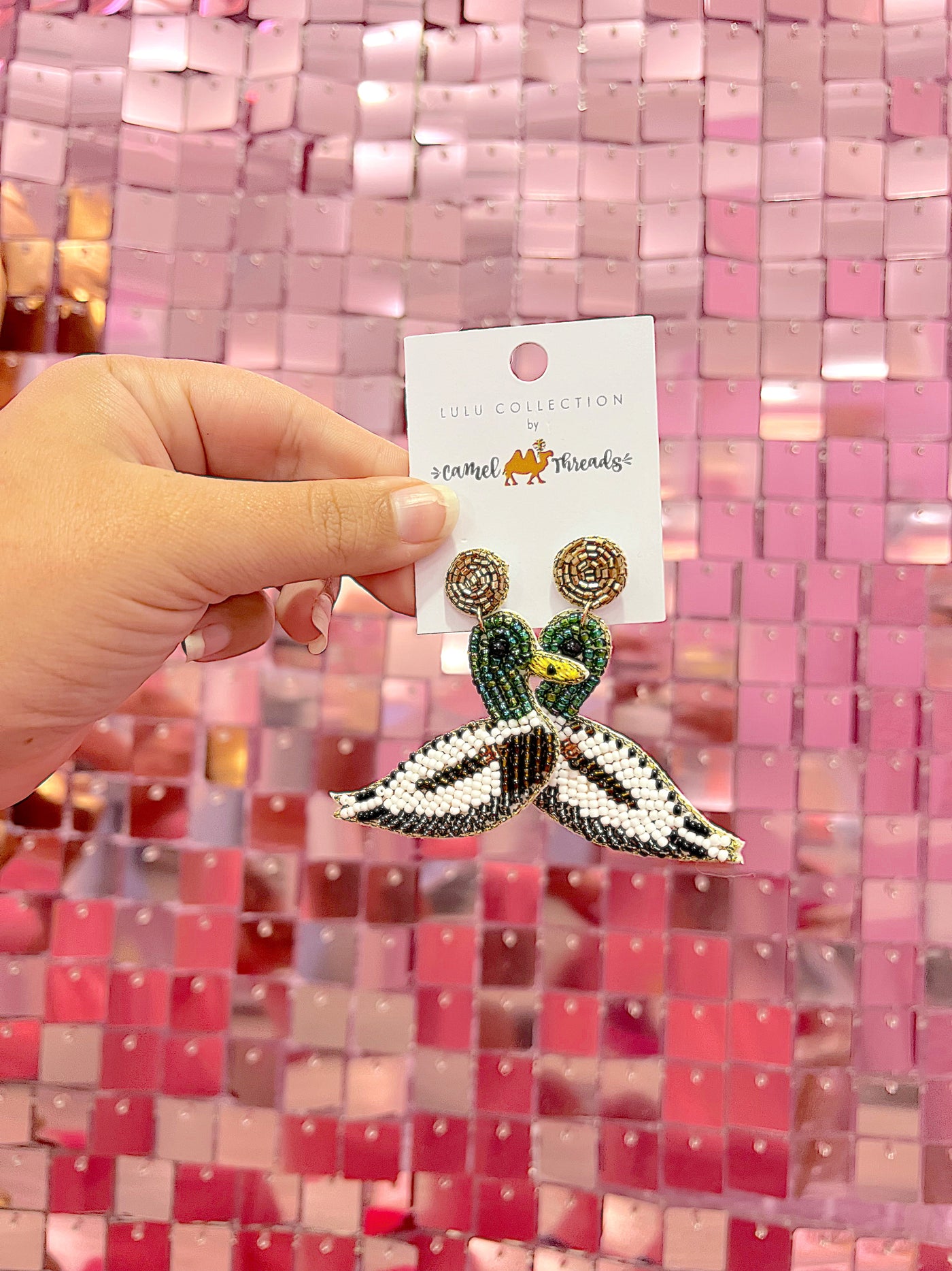 Beaded Duck Earrings