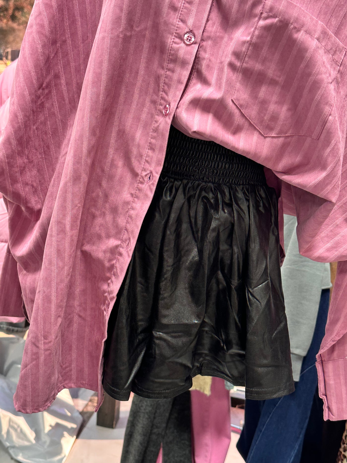The Sammie Black Smocked Waist Shorts